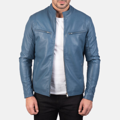 Timeless Men Ionic Blue Leather Jacket