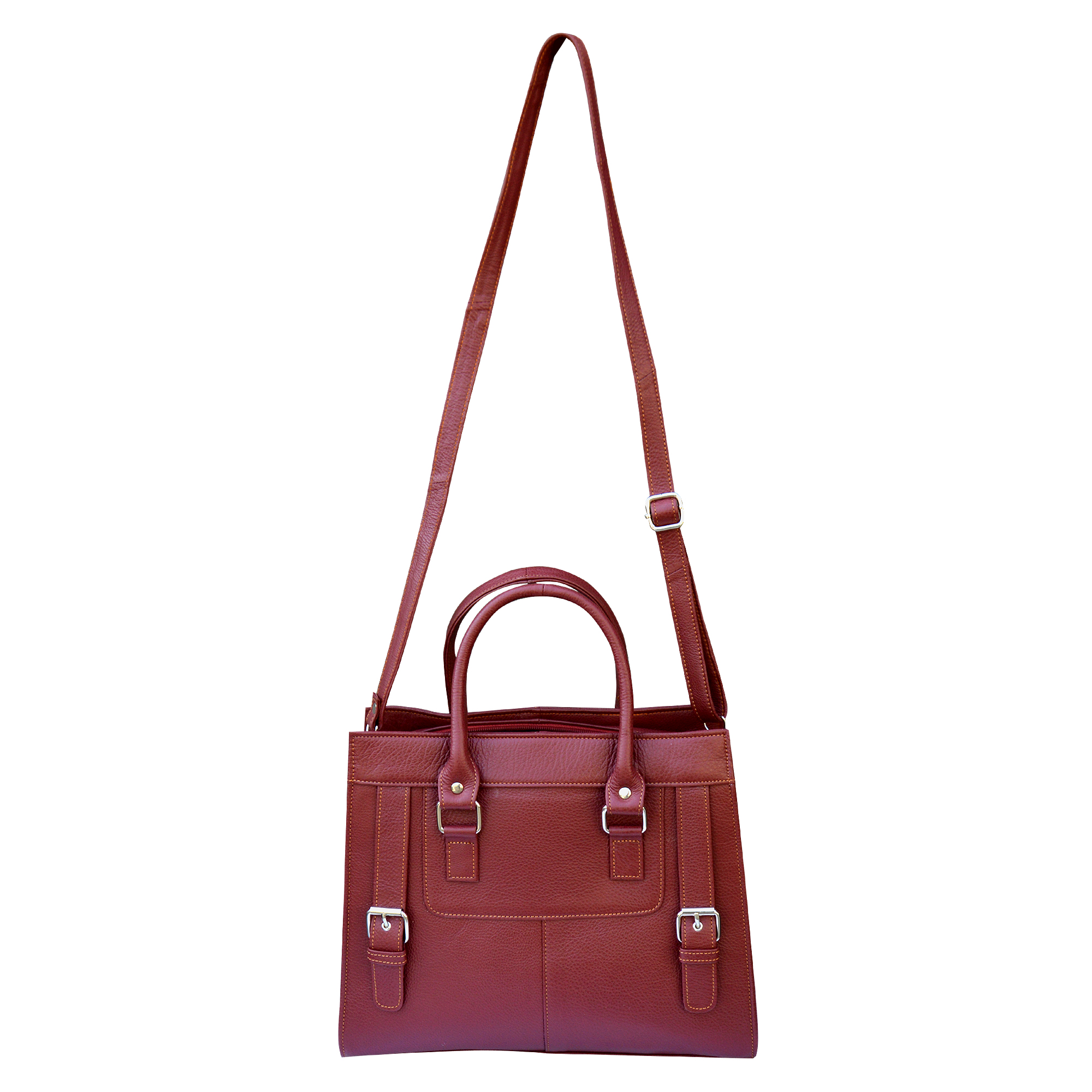 Rose Wine Leather Handbag - Image 3