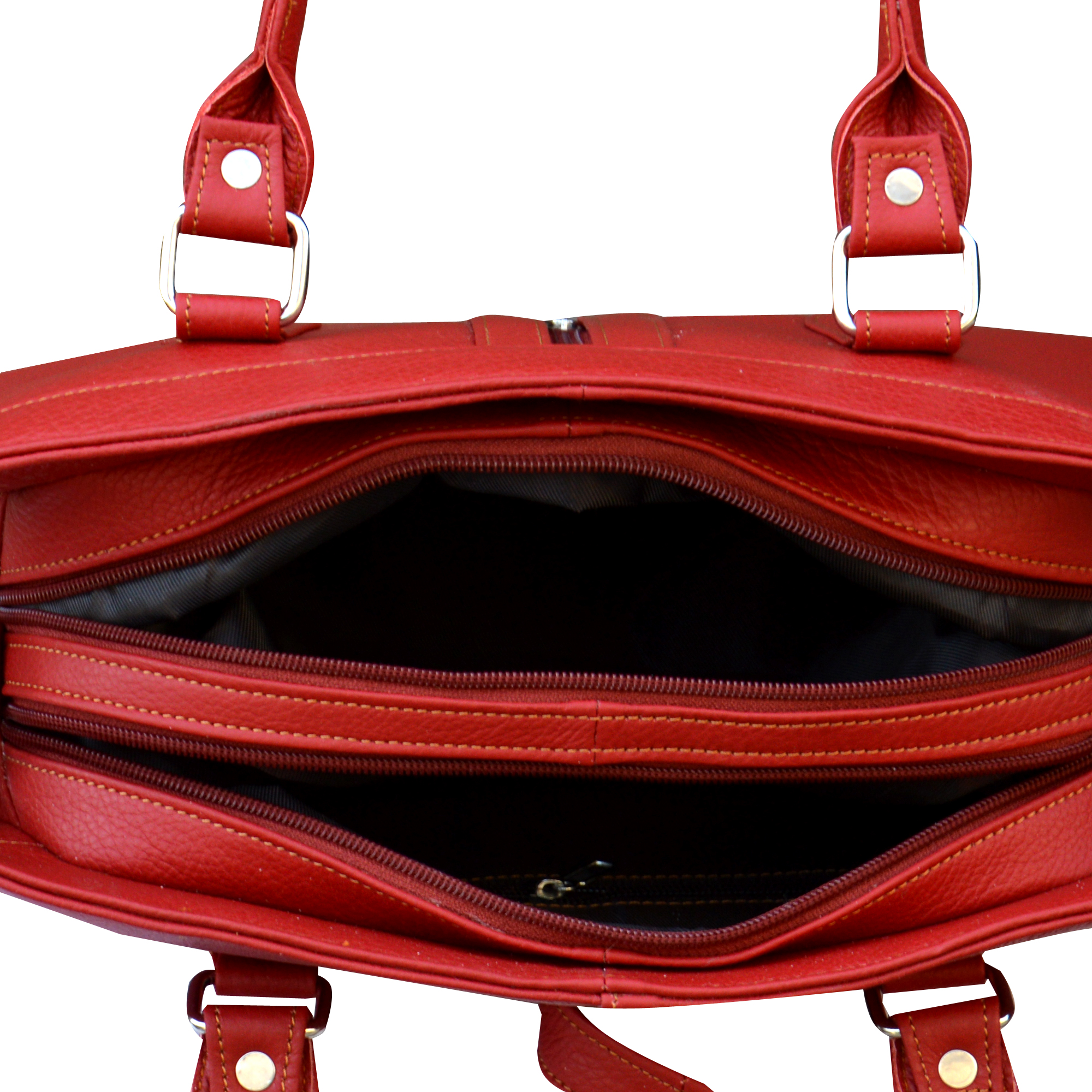 Ruby Red Leather Handbag - Image 4