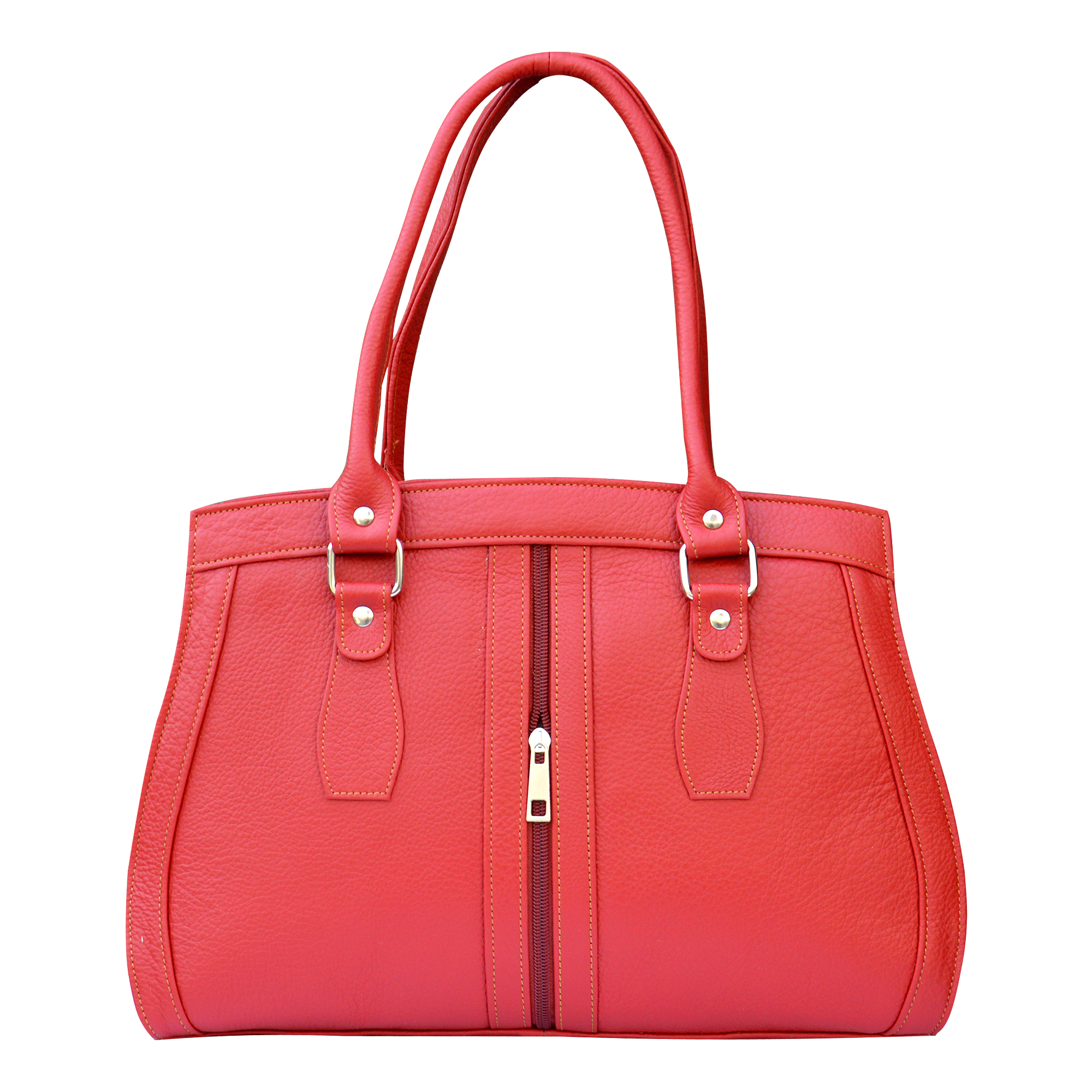 Ruby Red Leather Handbag made from premium genuine leather
