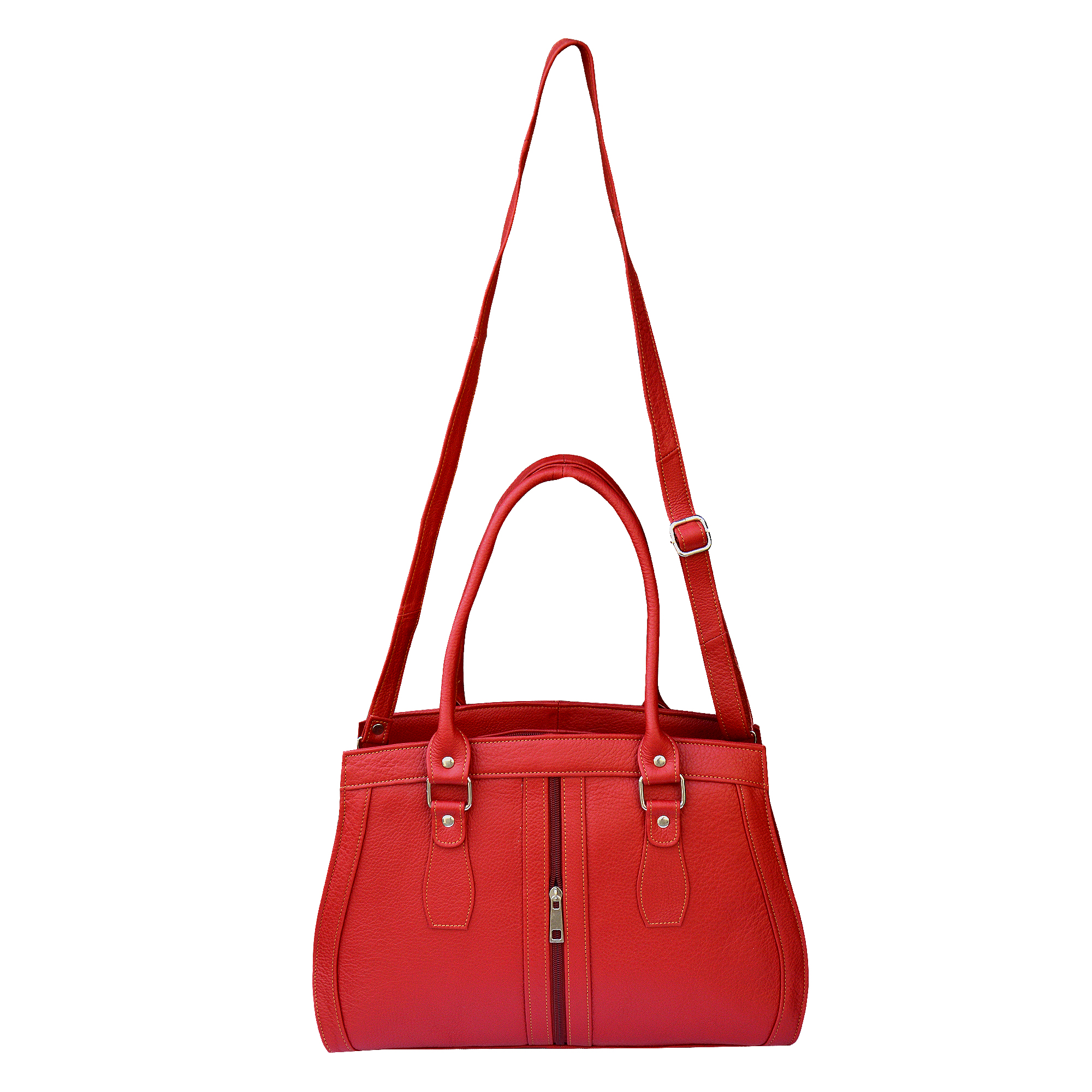 Ruby Red Leather Handbag - Image 3