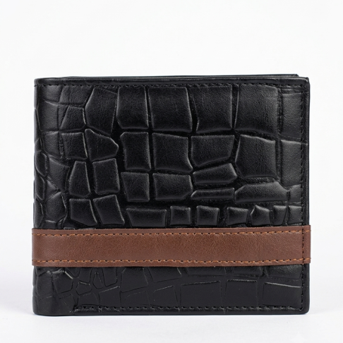 Crocodile Embossed Genuine Leather Wallet_black