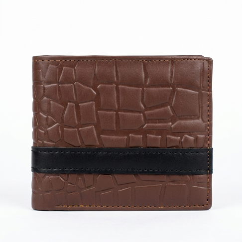 Crocodile Embossed Genuine Leather Wallet_brown