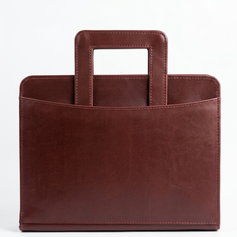 A4 PU Leather Zip Portfolio Organizer with Handle and notepad